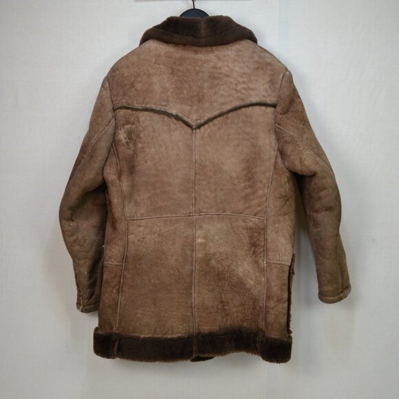 Vintage  western Sheepskin  chunky Leather Men's Winter Jacket Coat - Picture 4 of 7